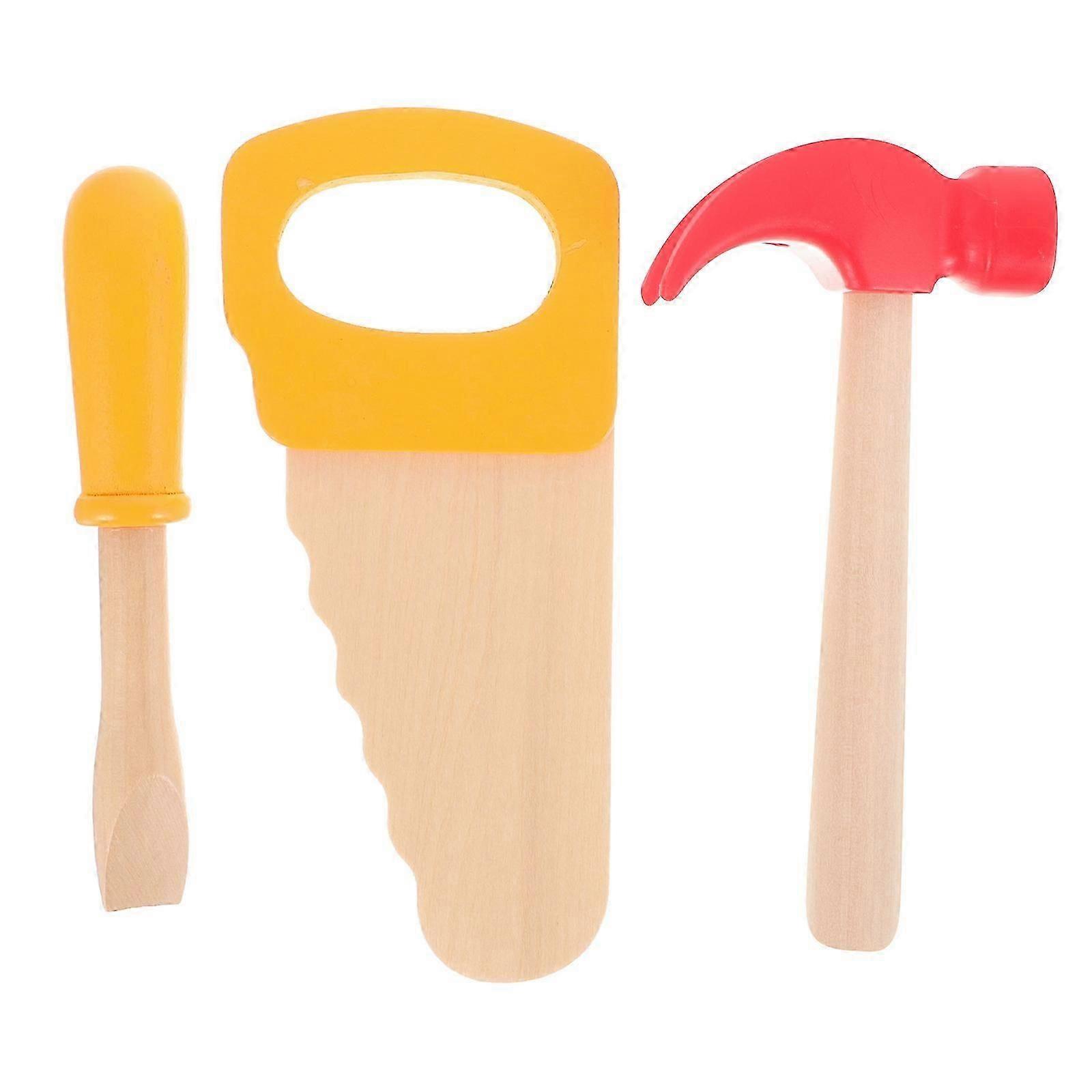 1 Set of Wooden Tool Toy Set Construction Pretend Play Tools Simulation Wooden Hammer Saw Screwdriver Toys