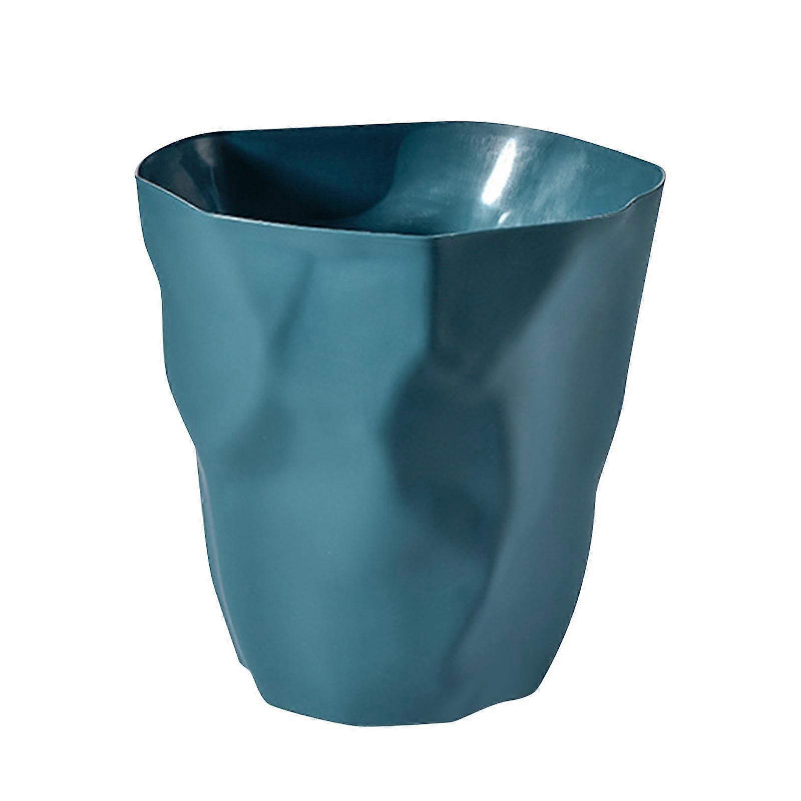 Trash Can Waste Paper Bin Household Dust Bin Without Lid Top Open Trash Can for Bedroom Bathroom Home Under Dark Blue