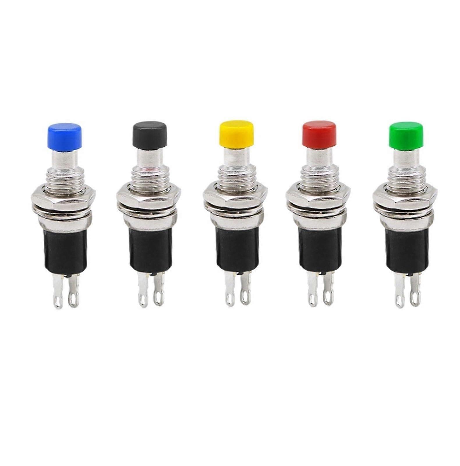 PBS-110 Button Switch 7mm Opening Normally Open Black 10PCS with Red Blue White Yellow Green Colors