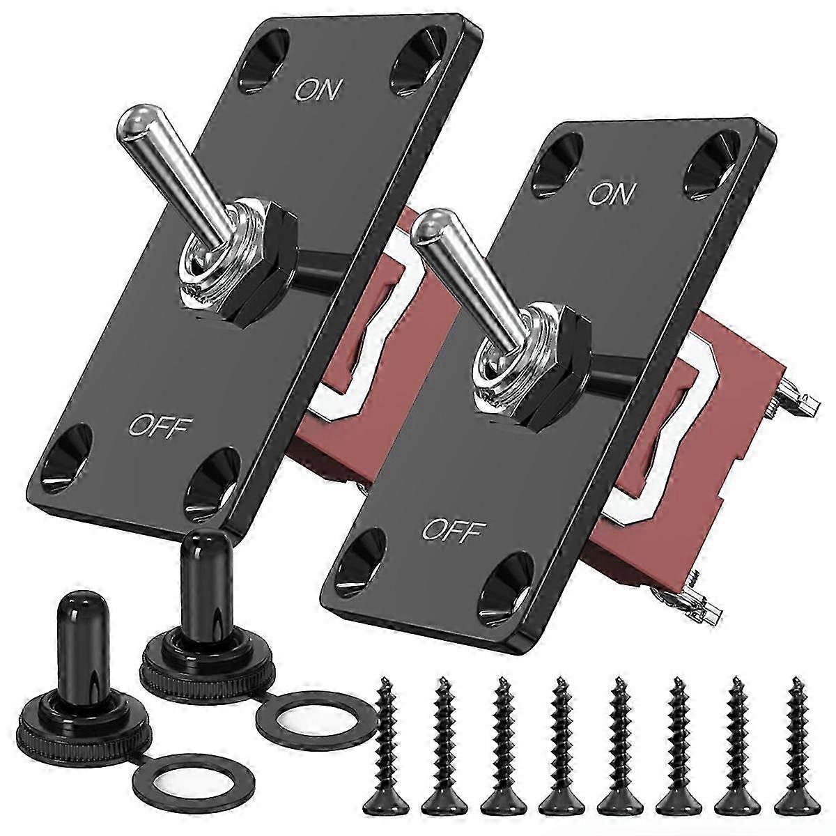 Heavy Duty Toggle Switch 12v,2Pc 2Pin Waterproof SPST Marine on Off Switch with Mounting Panel 30A f Edition 0627