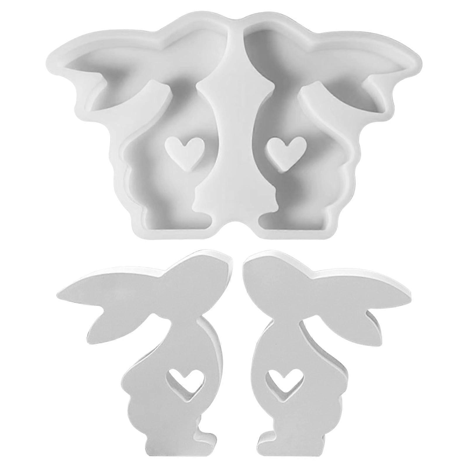 Silicone Moulds Easter Rabbit - Pack of 2 Bunny Moulds for Chocolate, Cake, and Soap Making, Heart Shape Design
