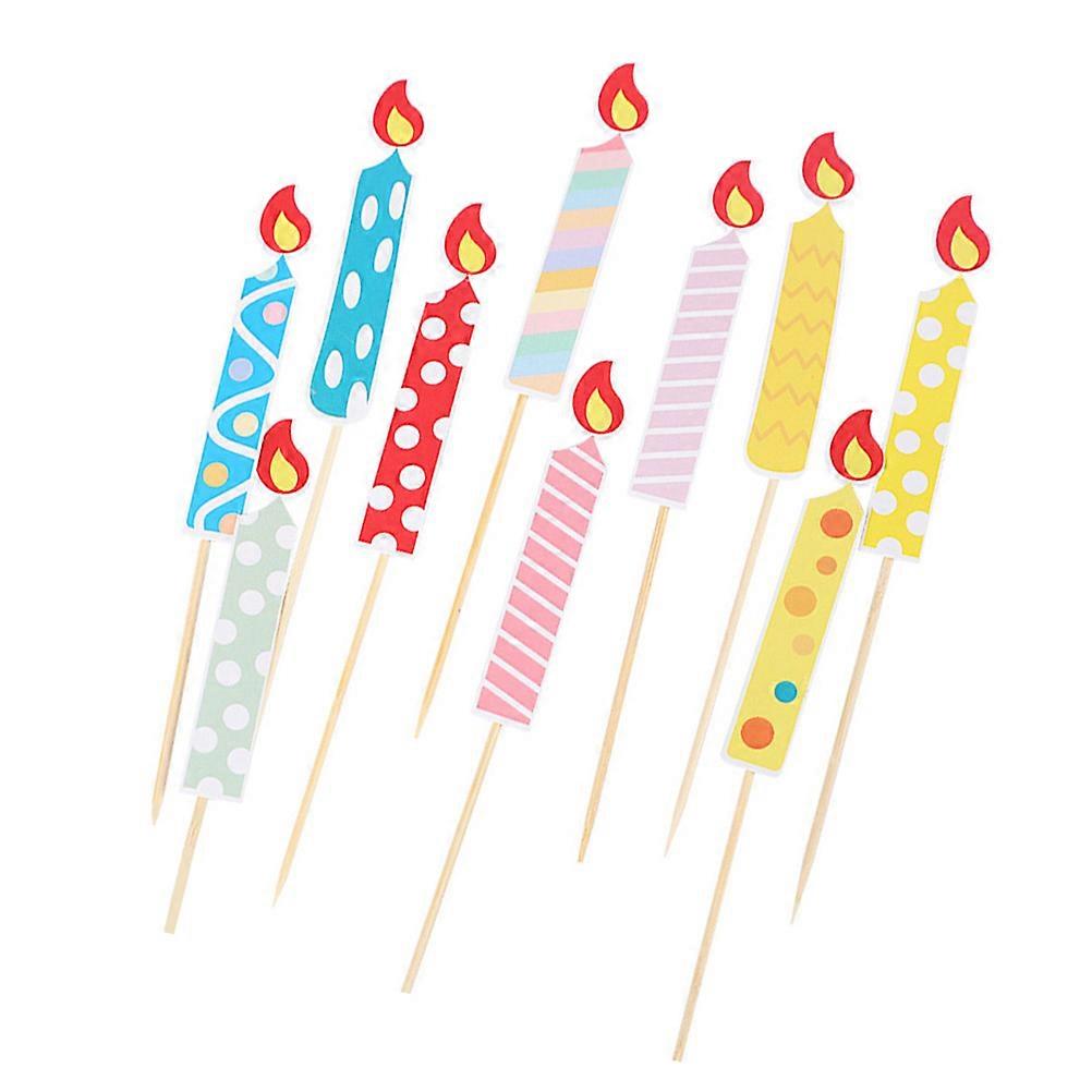Pattern Topper Candle Decoration Cake Decorating Party Atmosphere 15.5x1.2cm Assorted Color 50Pcs