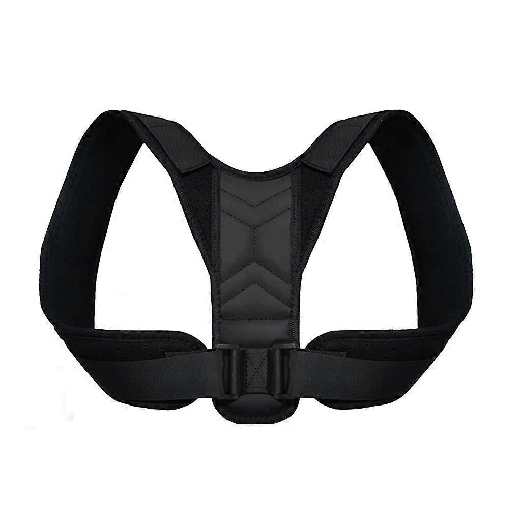 Adjustable posture corrector for the upper back, supports the collarbone to relieve neck, back, and shoulder tension, Black 2L Black 2 L
