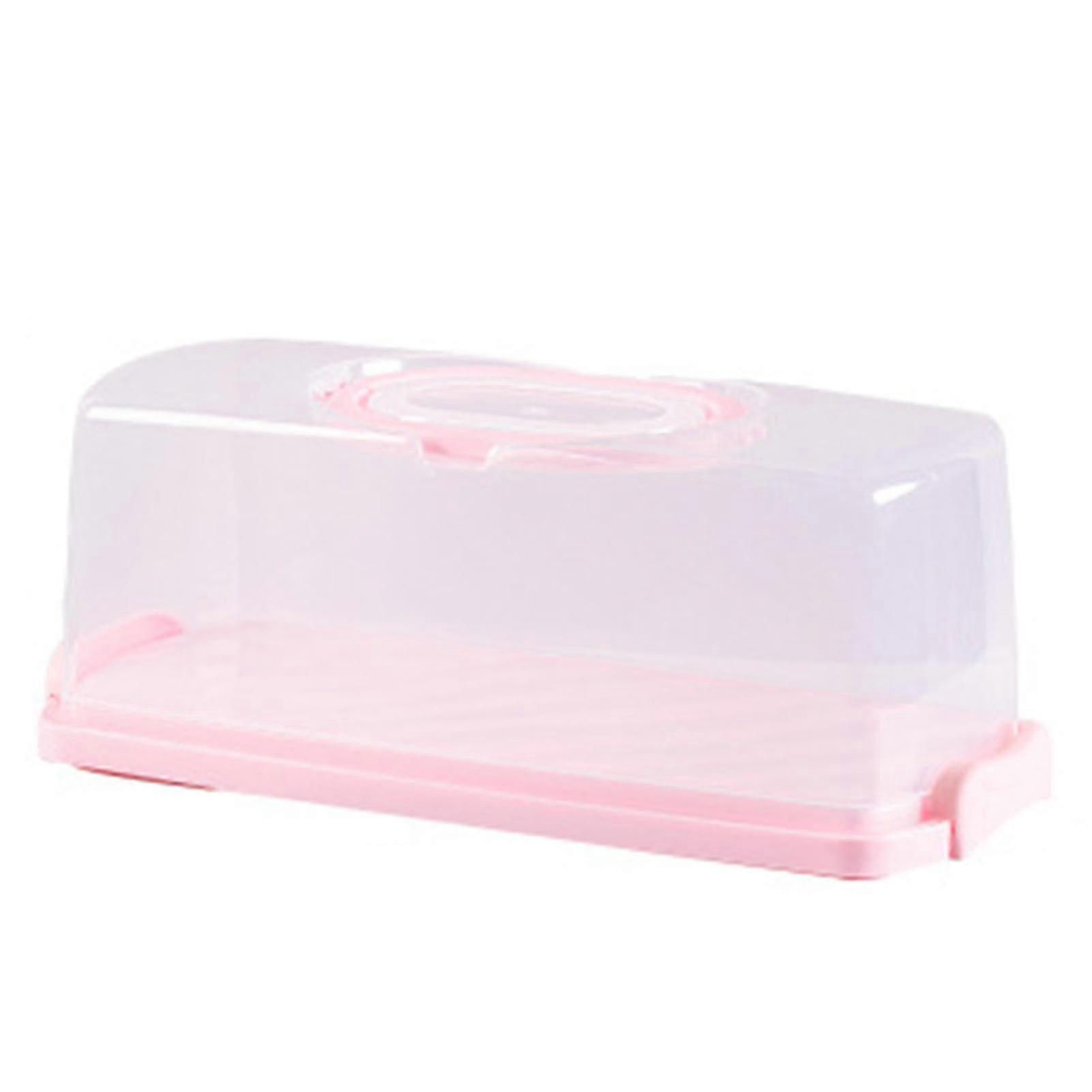 Pink Portable Storage Container for Bread and Toast, Rectangular Plastic Design
