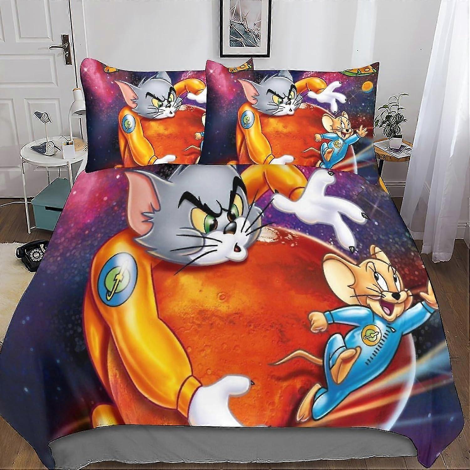 Cartoon 3 Pieces Duvet Cover Bedding Set with Hidden Zipper Closure, 3D Print Microfiber Comforter Cover with Pillowcases
