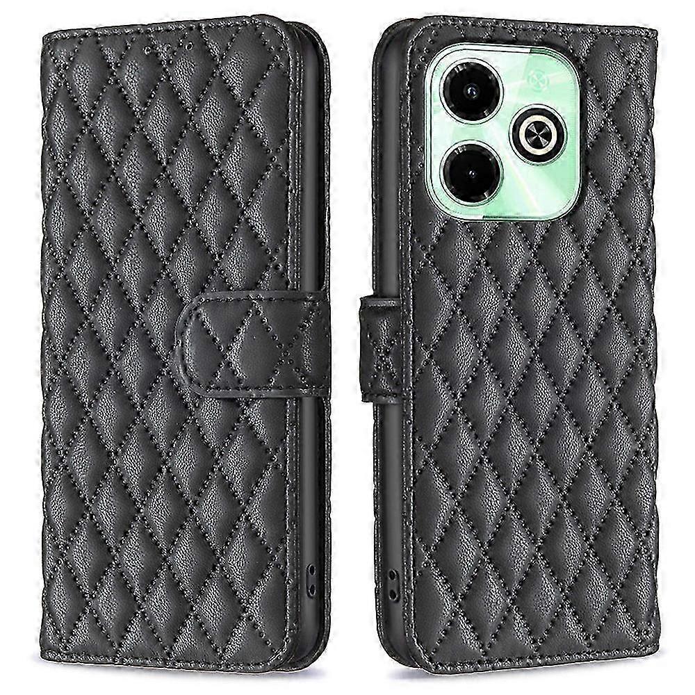 Wallet Phone Case with Rhombus Grid Pattern for Compatible Devices