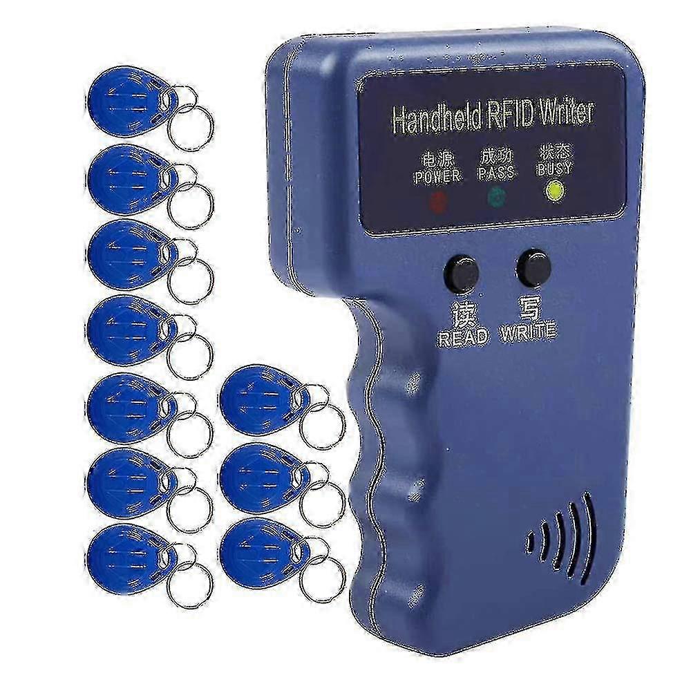 Handheld 125khz RFID Reader Writer Duplicator Copier, Upgrade ID Card Cloner Programmer, Includes 10pcs