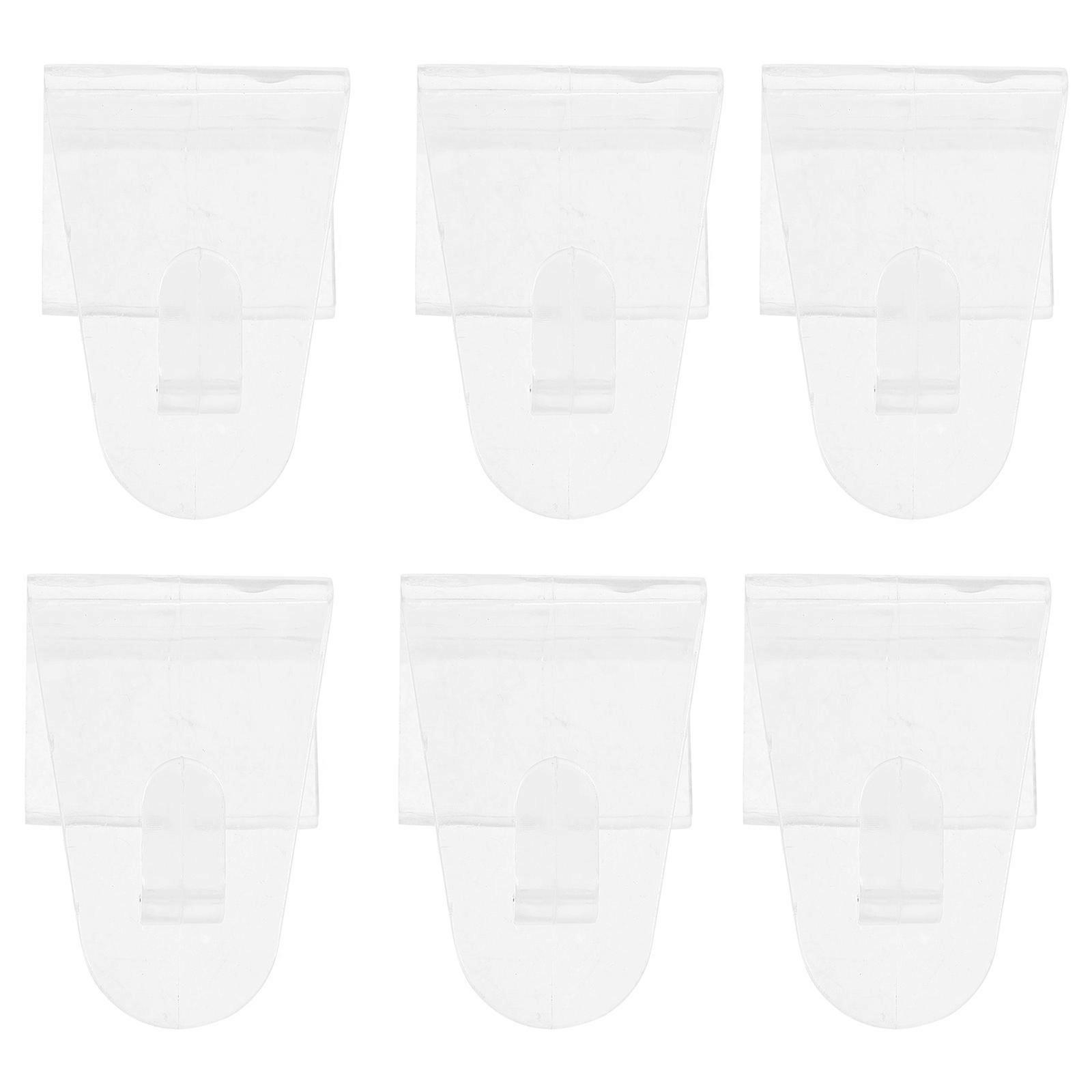Holder For Curtains F-Shape Wall Mounting For Renters 6Pcs Transparent 4X2.5CM