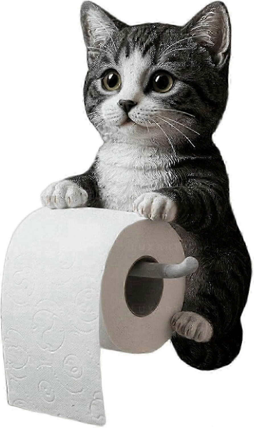 Pappershållare för katt, rolig 3D-katter, pappershanddukshållare för katter, söt dekorativ toalettpappershållare, väggmonterad för badrum och kök, unika presenter till kattälskare
