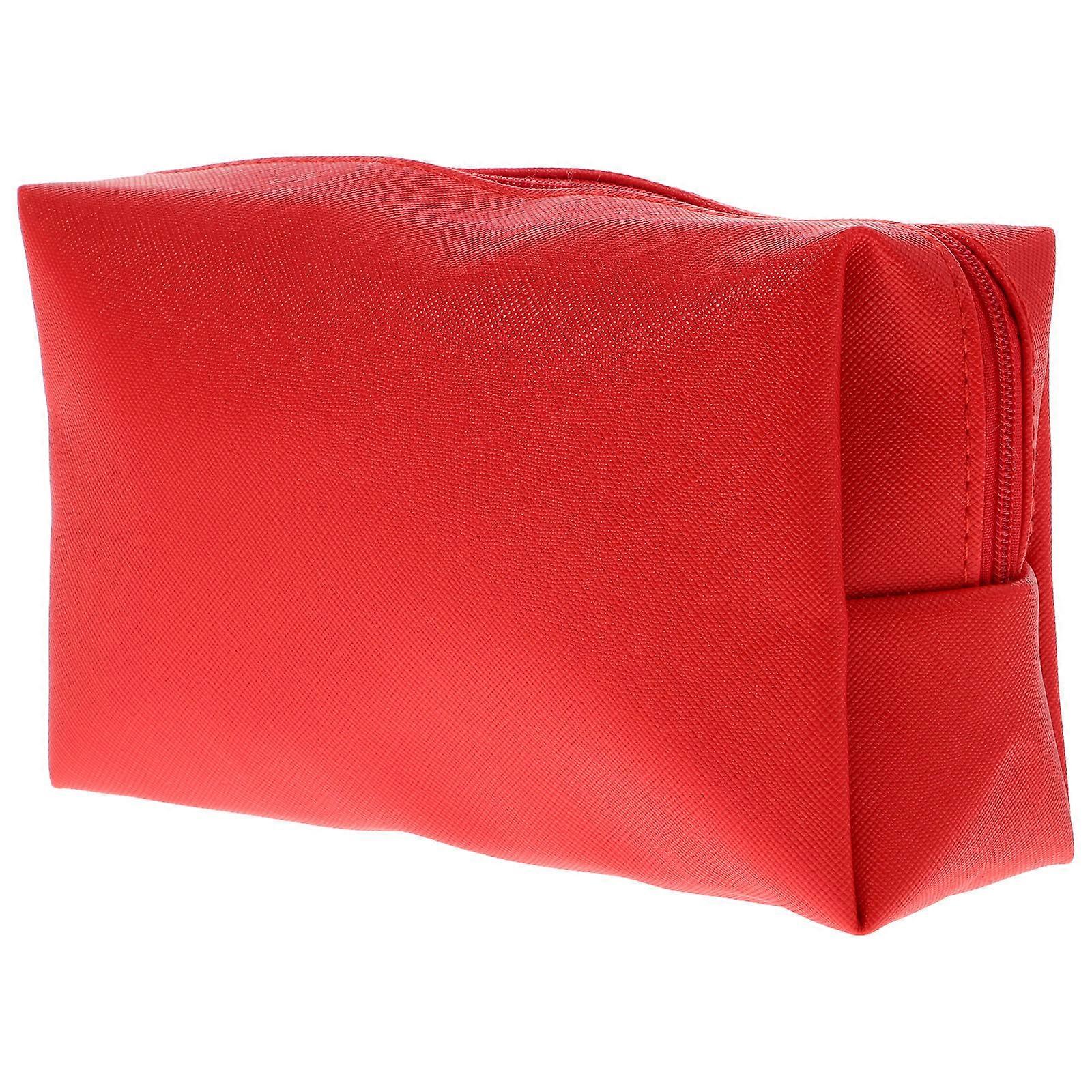 Cute Makeup Pouch Portable Lipstick Bag Rectangular Shape Red For Daily Use 1Pack