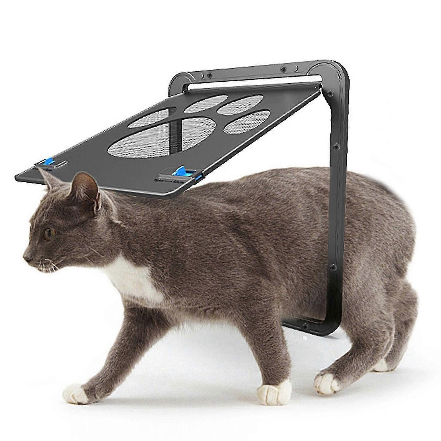 Pet Screen Door Cat Door Sliding Screen Pet Door with Magnetic Flap Lock Automatically for Small Cats Dogs