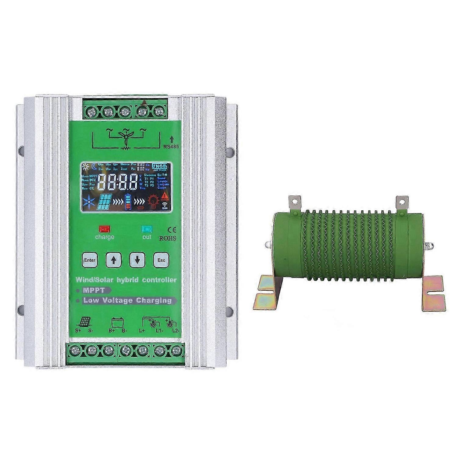 Wind Solar Hybrid Charge Controller 1000W High Efficiency Wind Solar Charge Regulator for Field Monitoring DC12V 24V 48V
