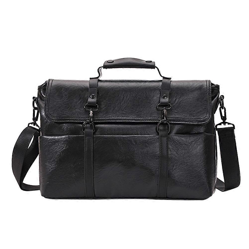Business Simple Shoulder Bag Mens Work Bag Black Color Rectangular Shape Pu Leather Material 1Pack