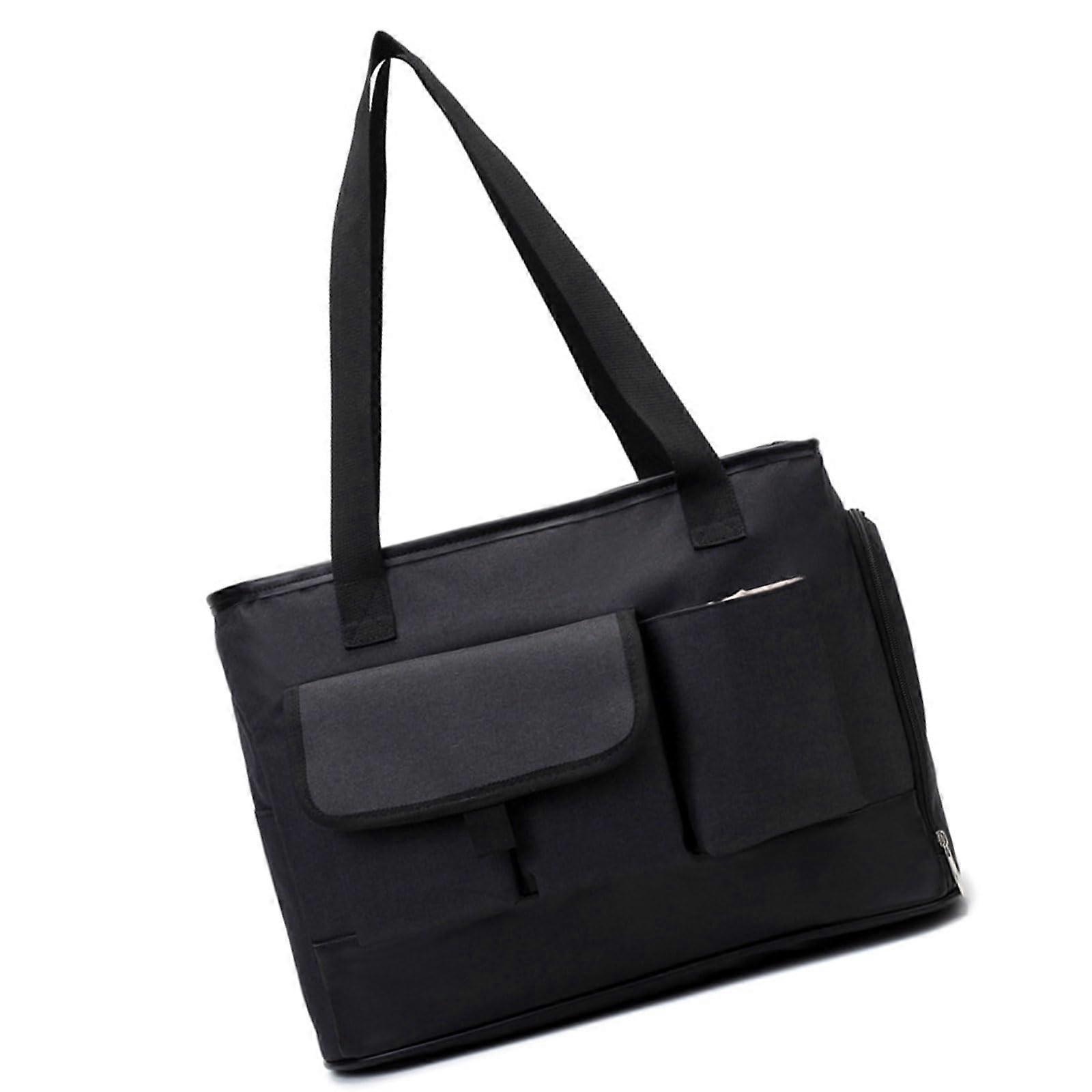 Black baby diaper bag with multiple compartments, large capacity, for parents on the go