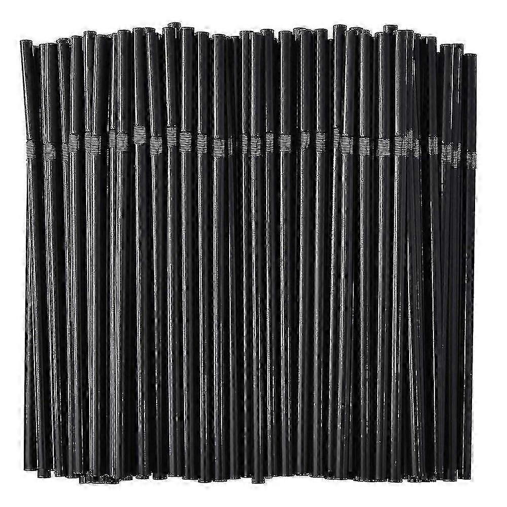 Pailles jetables en plastique noir flexibles et courbées, 500/200/100 pièces