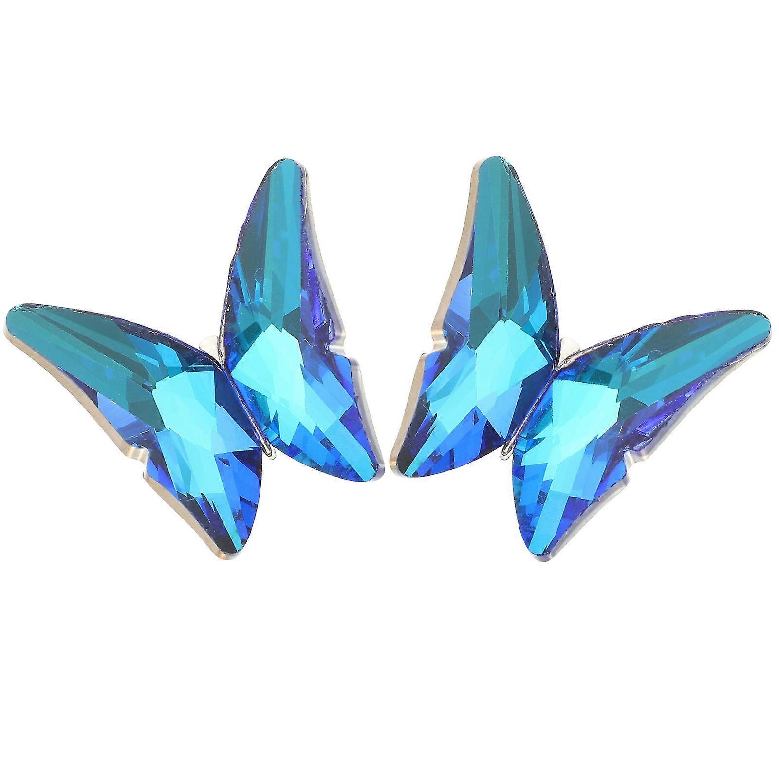 Decorative Patches For Clothes Shiny Applique Patch Diy Accessory Blue 1x4.4x4.8cm Fashionable For Women Clothing 2Pcs