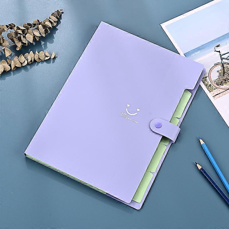 ZENGO Accordion File Organizer, Letter Size, 5 Pocket Expanding File Folder, Cute File Folder with Labels, Portable File Organizer Purple