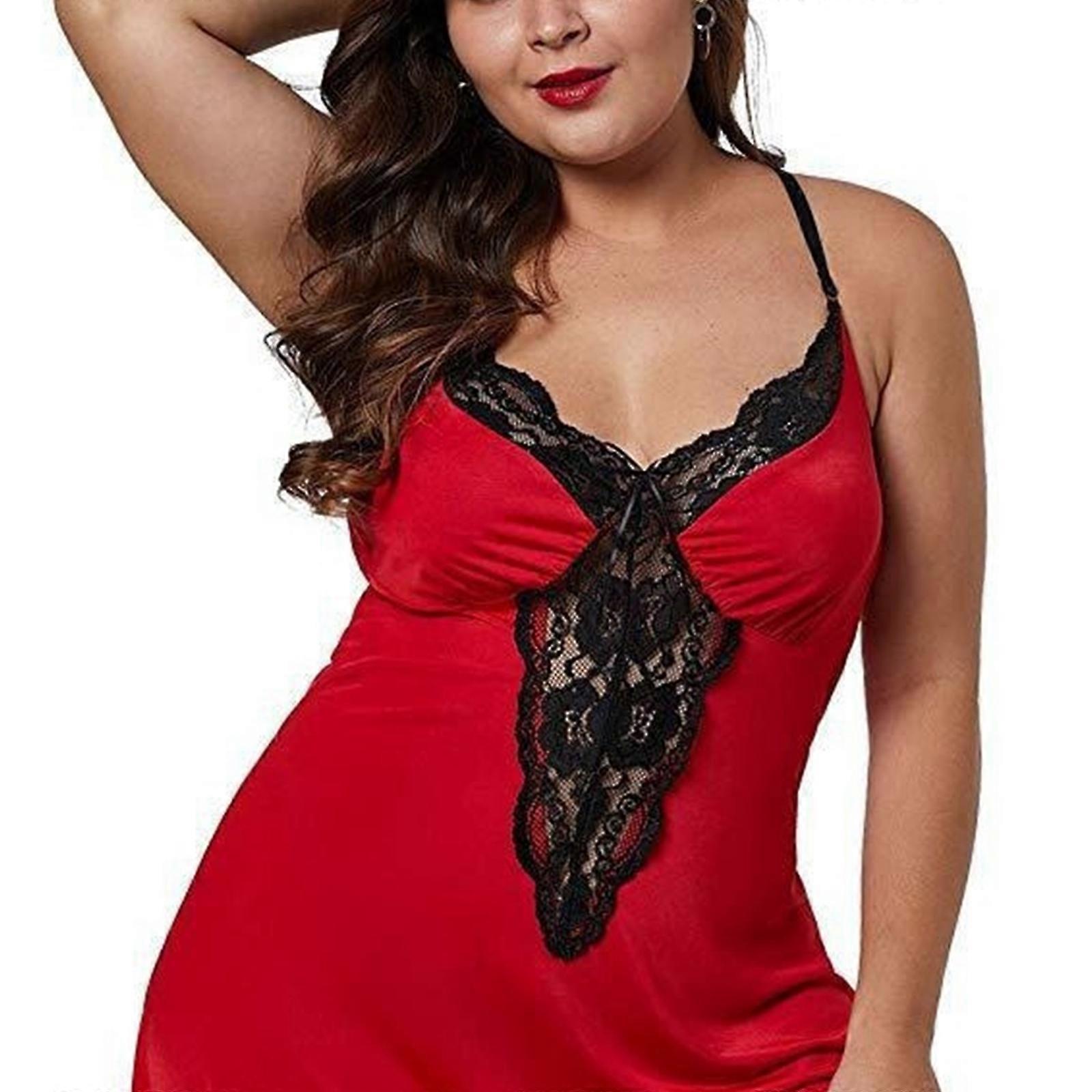 Elegante Camisola de Dormir com Acabamento em Renda para Mulheres Design Leve com Decote V Leve para Relaxamento em Casa Claret XL
