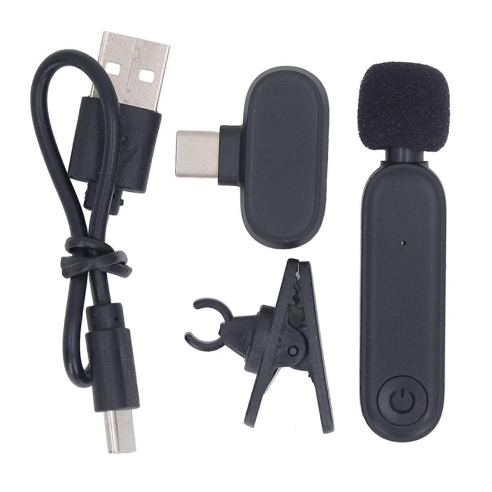 Wireless Lavalier Microphone Type C with Noise Cancellation, 360° Omni Directional, 6H Use