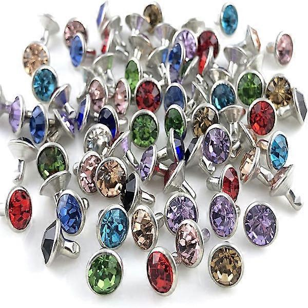 Rainbow Rhinestone Leather Rivets Copper