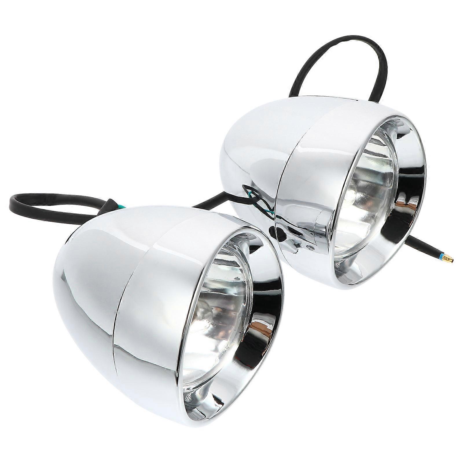 2 Pcs Retro Bullet Style Motorcycle Fog Lights, Weather Resistant Auxiliary Headlamps for Mopeds and Motorbikes, Energy Saving