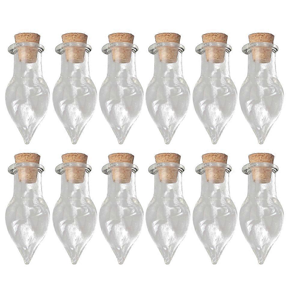 24pcs Teardrop Shaped Mini Glass Bottles with Cork – Transparent Craft Jars for Wishes, Storage, Decoration, Birthdays, Weddings, and Christmas