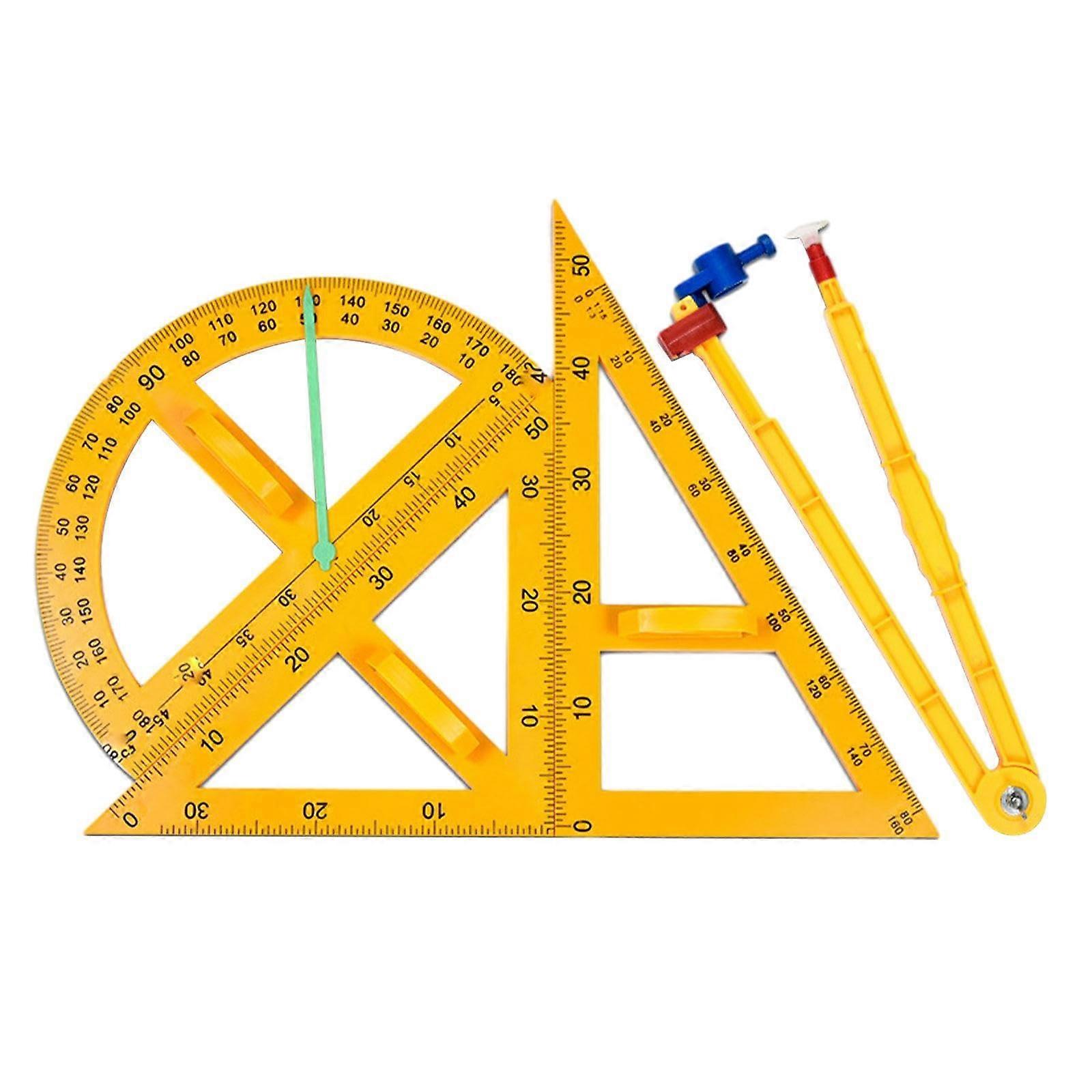 Math Geometry Ruler Set 4-Piece Protractor Compass Triangle Ruler For Engineering School Whiteboard Office
