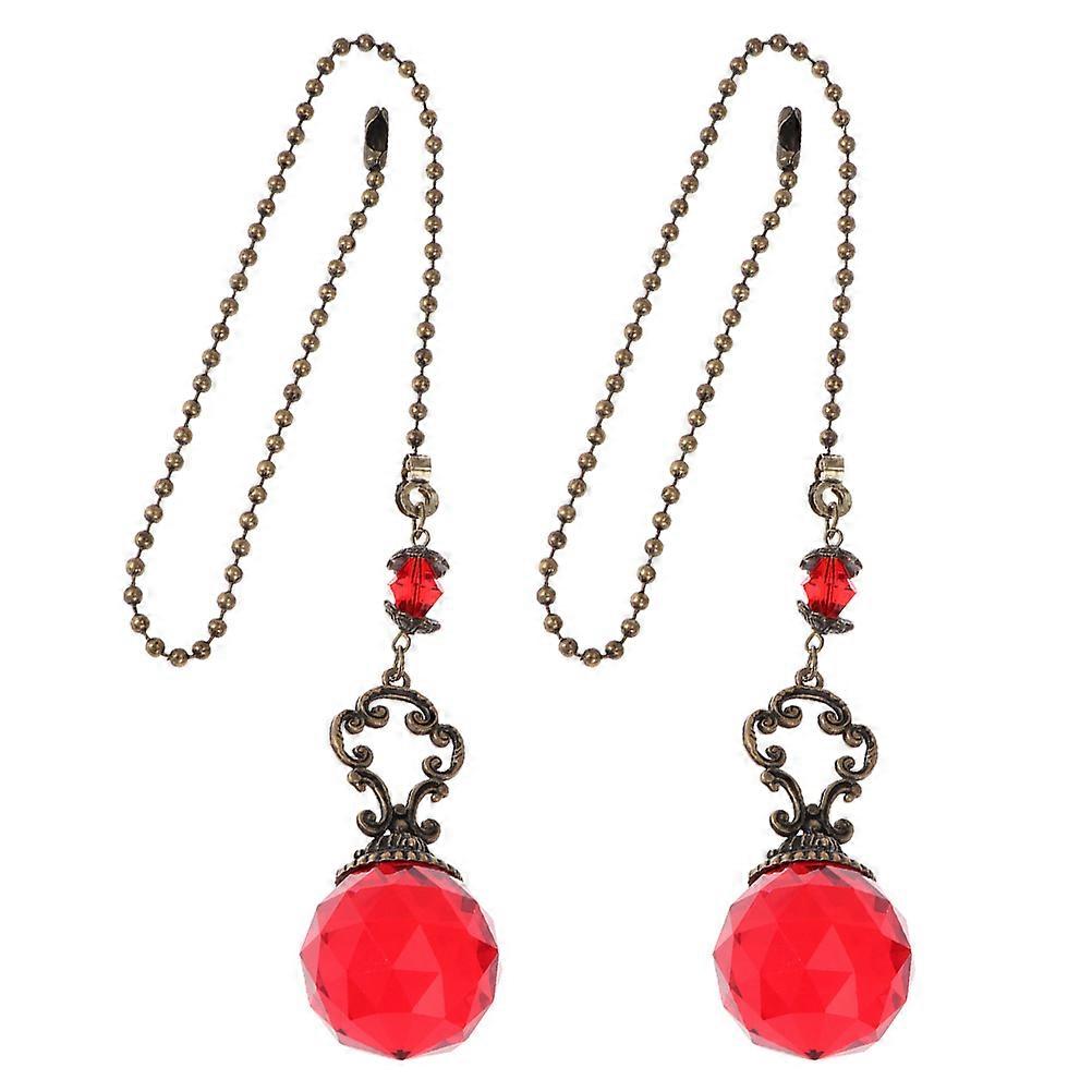 Crystal Ceiling Light Pendant with Pull Chain Extension for Decor Red Color Adds Luxe Vibe 2Pcs