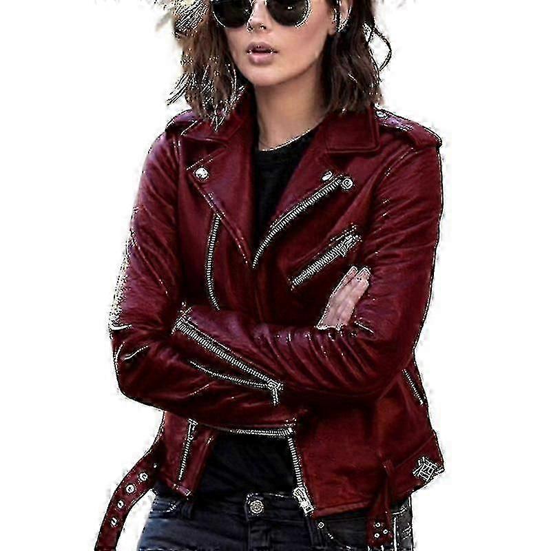 Women's leather coat - Motorcycle inspired biker jacket