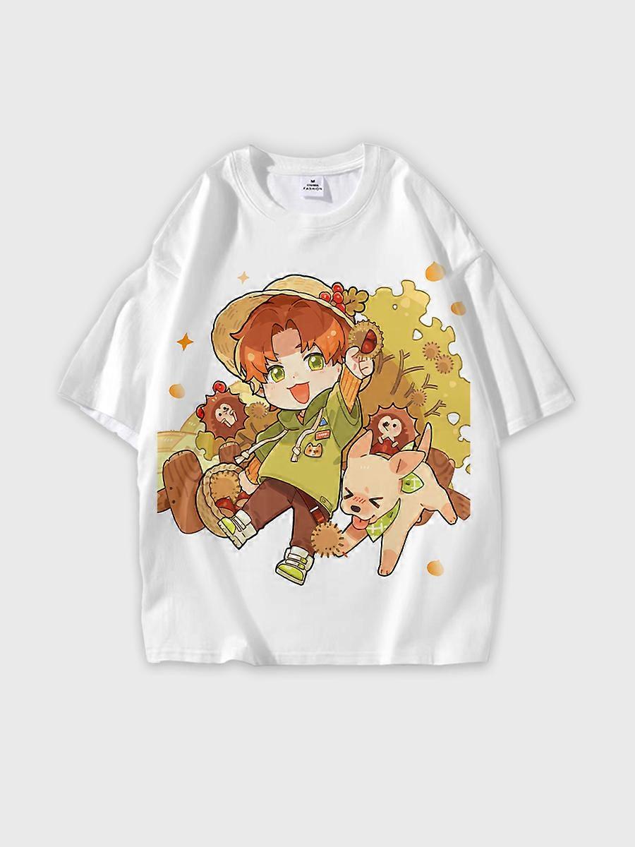 T-shirt round neck Role Pattern loose short sleeve E673