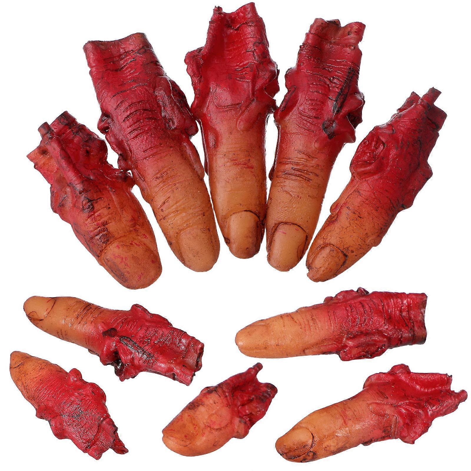 Severed Halloween Fingers 10Pcs Halloween Practical Accessory For Adults Utilizing Dark Red Material