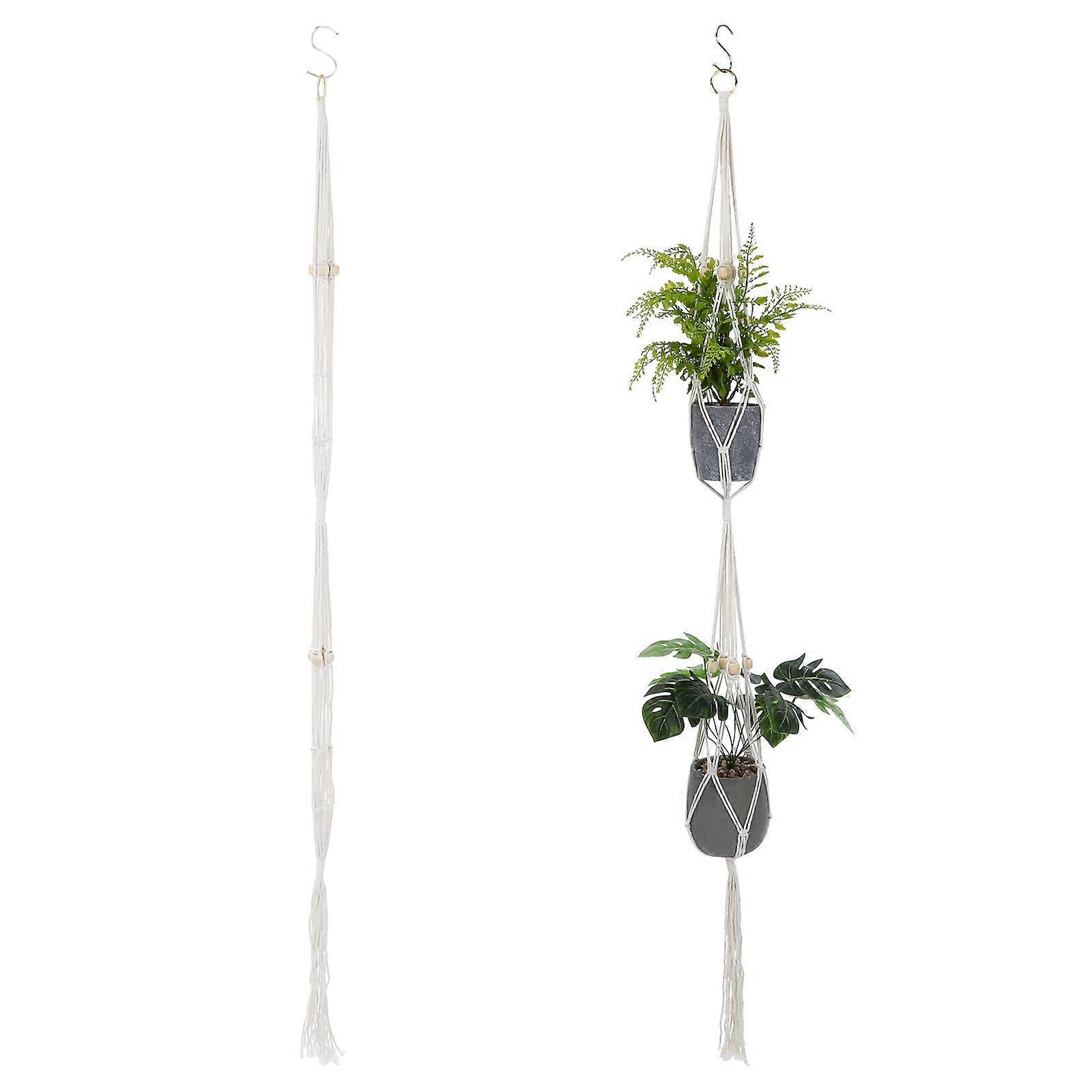 Handmade Macrame Hanging Planter Perfect For Indoor Plants Rustic Design Featuring 55.81X3.14X0.98in Dimensions In 1 Set Quantity