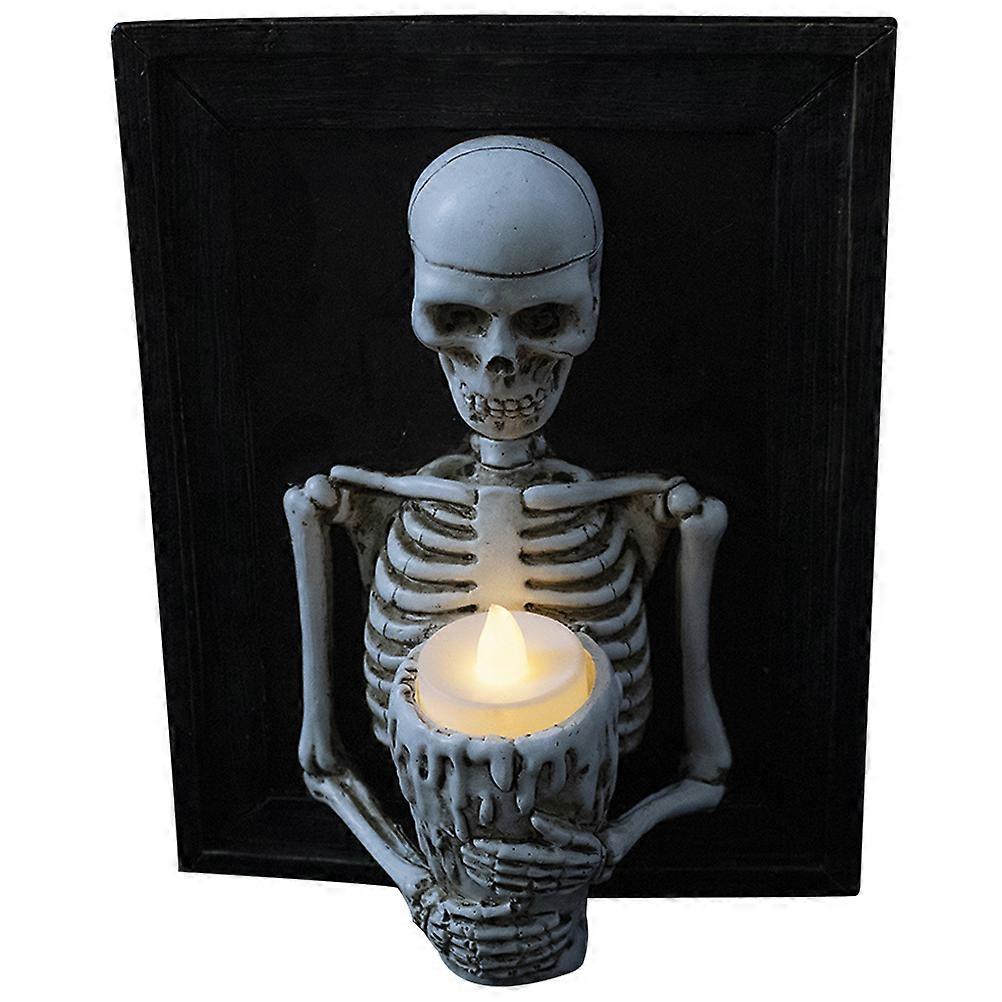 Framed Skeleton Candle Holder Multi Resin with Realistic Skeleton Terror for Home Use