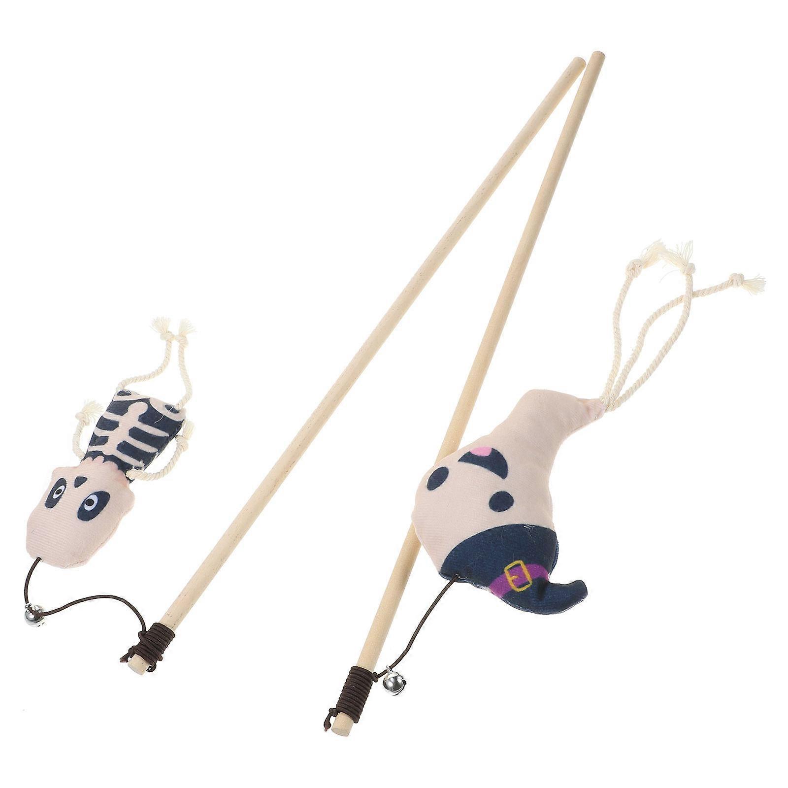 Halloween Cat Teaser Sticks 2Set Assorted Color Pet Entertainment Indoor Playtime For Cats