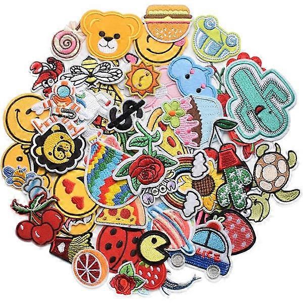 60pcs Random Assortment Styles Embroidered Patches, Iron O
