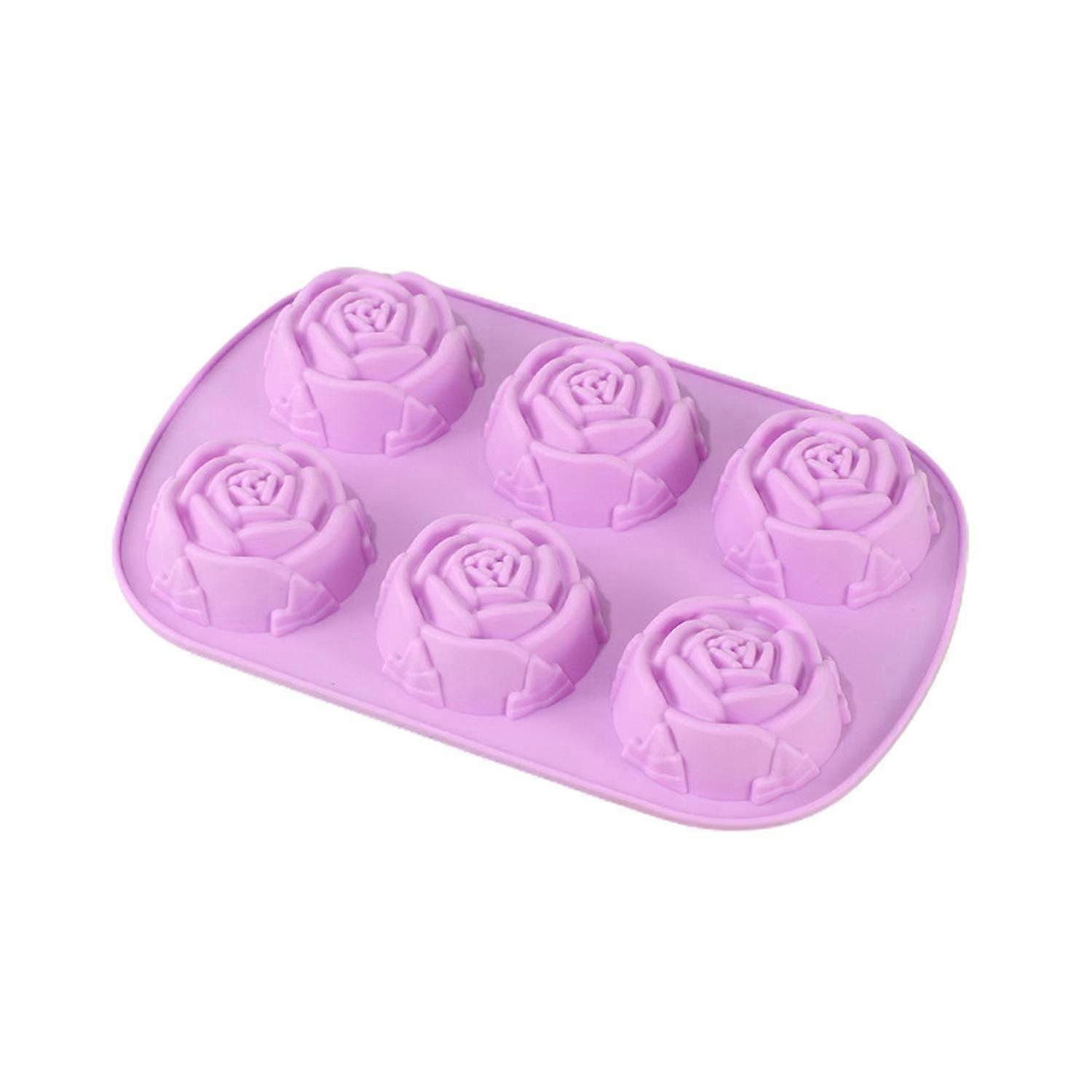 2025 Cake Mold Easy to Release Heat-resistant Non-stick Tear-resistant DIY Silicone 6 Grids Rose Shape
