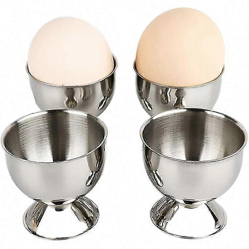 4pcs Stainless Steel Egg Cups - Egg Holder Tray for Breakfast & Dinner Cookware