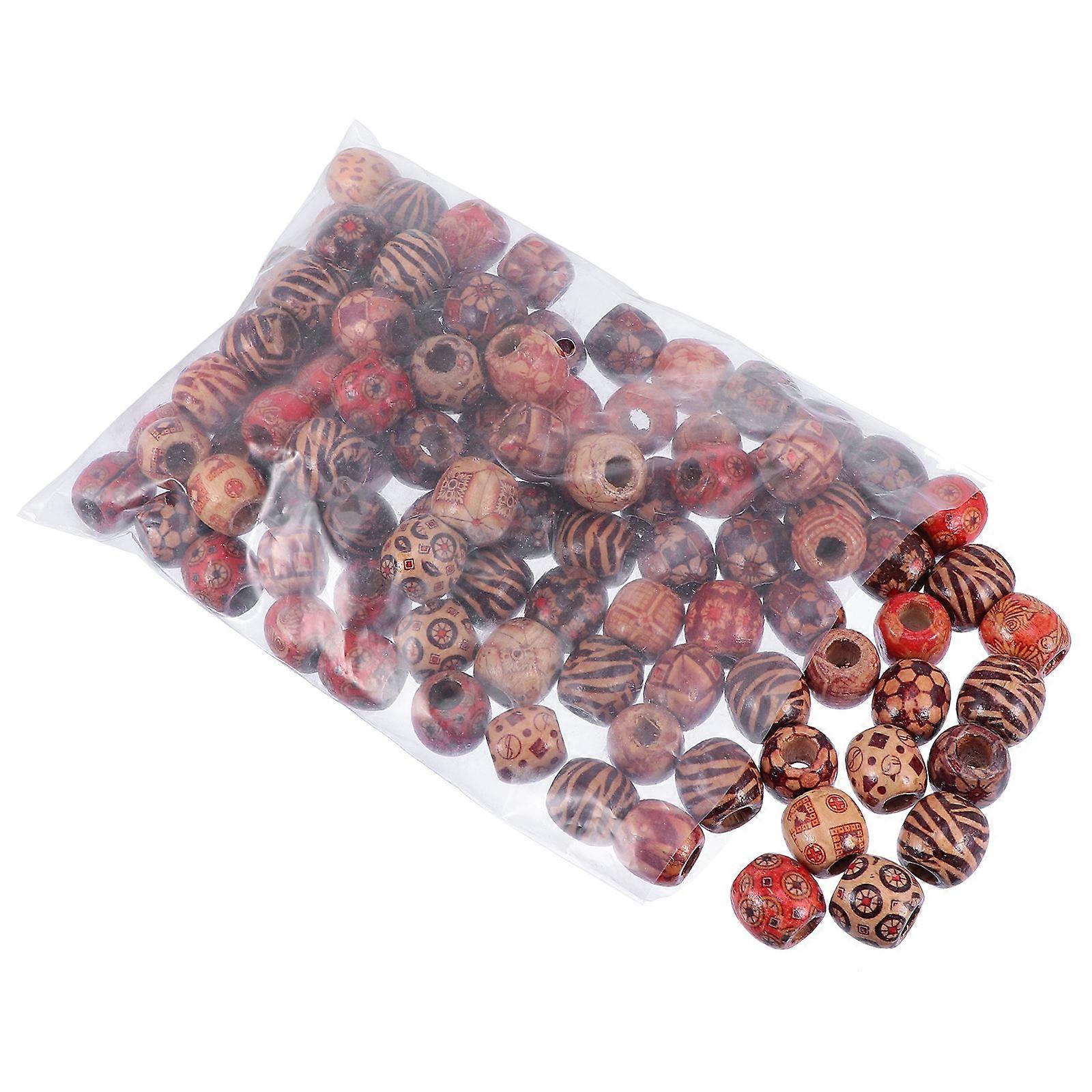 100 Assorted Painted Wooden Beads for DIY Jewelry Making Lightweight Projects