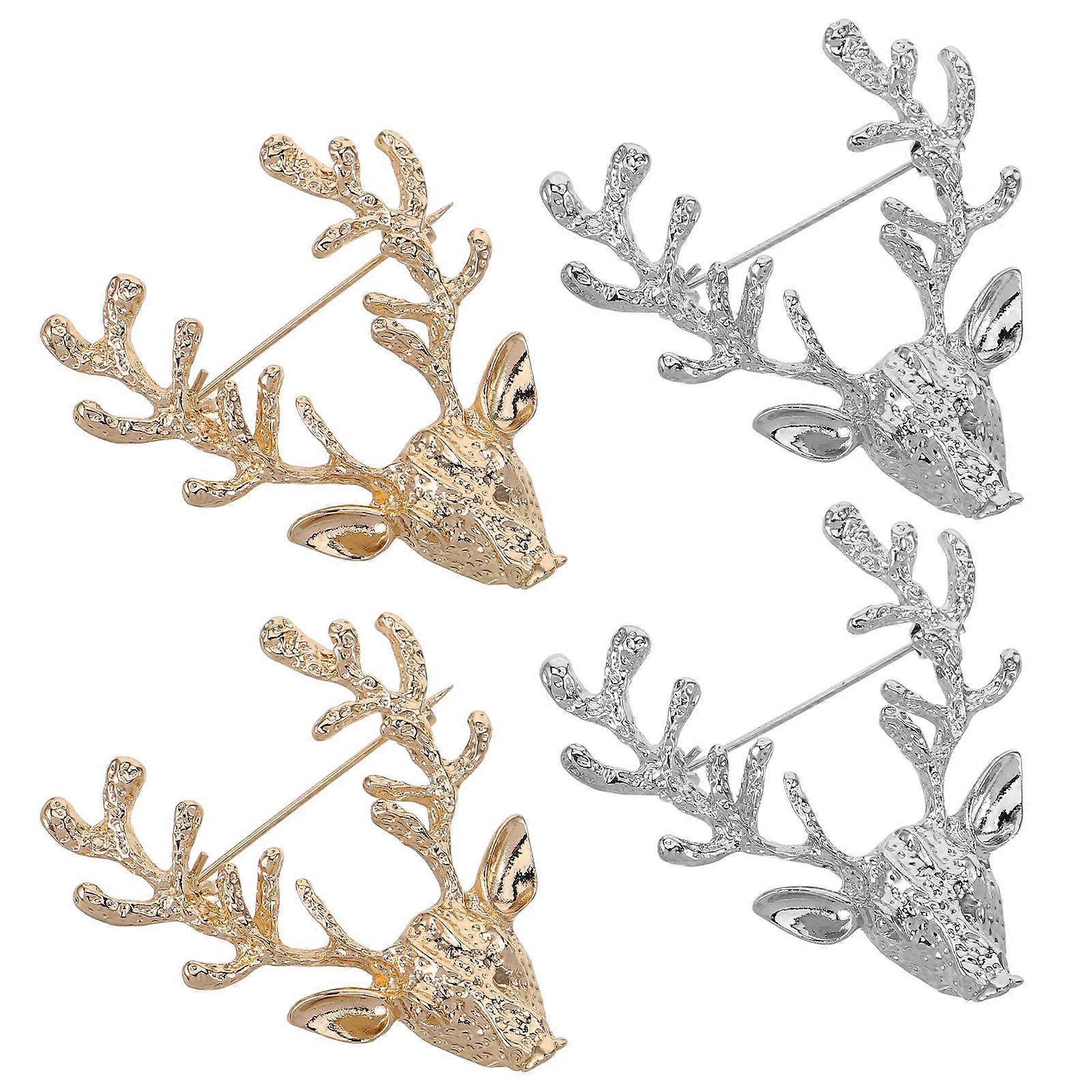 סיכות סיכה צבי ראש צורת סגסוגת חומר חליפת צעיף אבזם עבור יומי 5X4.4 ס"מ 4 יחידות