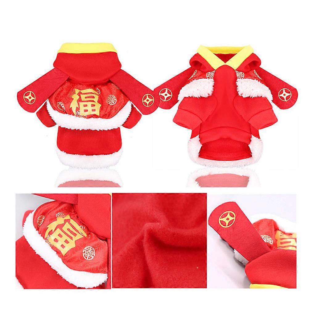 New Year Dog Coat Creative Pet Clothes for Special Occasions and Photo Taking Red Cloth S