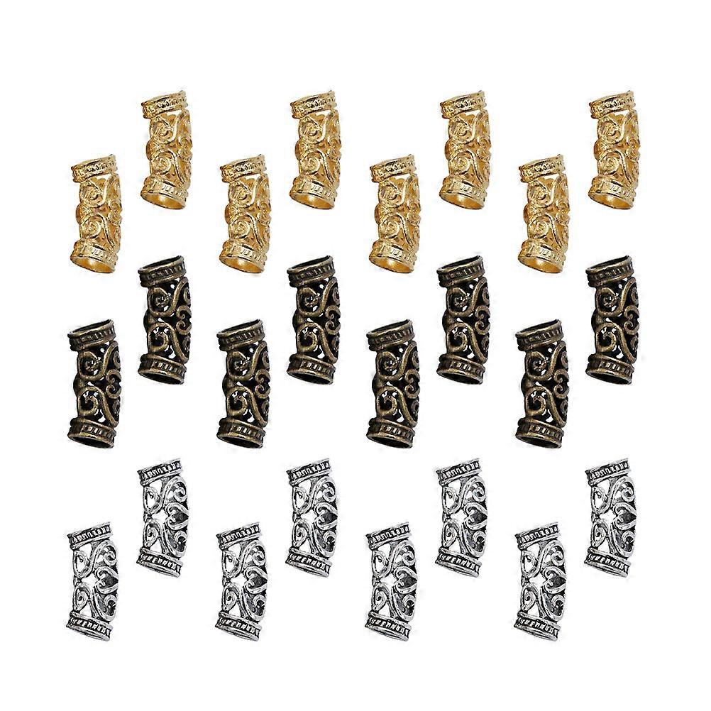 Alloy Bent Tube Charms with Simulation Wooden Grain for Jewelry Making Dreadlocks Accessories 60 Pcs Assorted Color