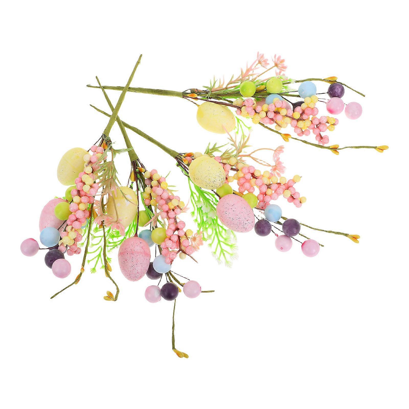 Easter Branches Floral Stems with Artificial Eggs for 4Pcs Home Decorations