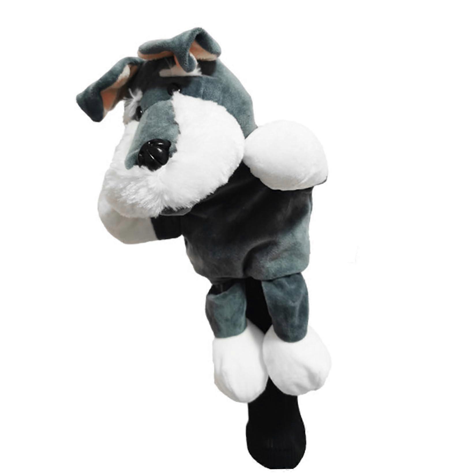Golf Club Head Cover, 16 x 6 Inch Plush Schnauzer Shaped Protective Decorative Golf Club Covers for Drivers and Irons
