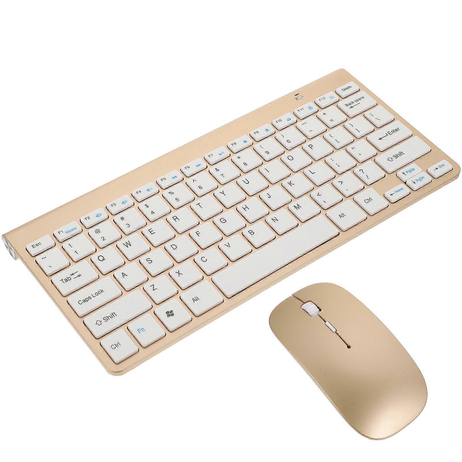 Wireless Keyboard Mouse Combo Compact Minimalist Pc Accessories Everyday Use Golden 1Set