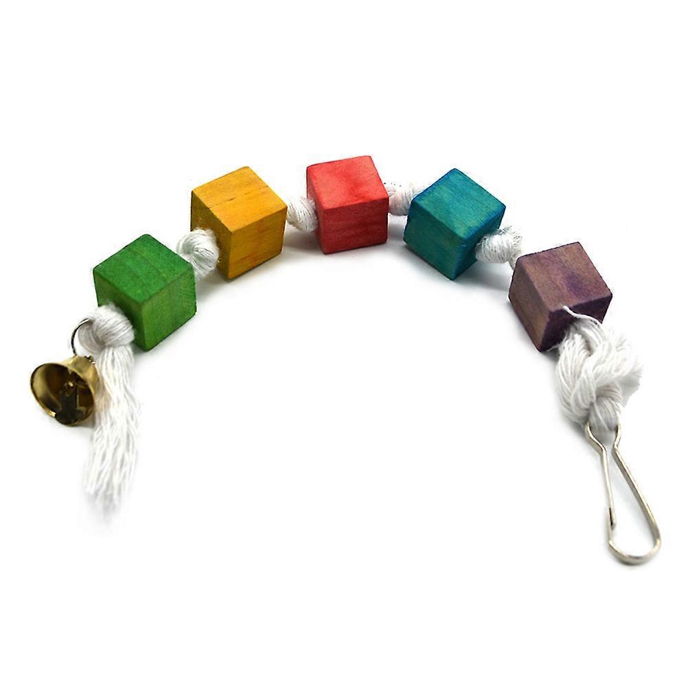 Bird Blocks with Bell for Parrots and Small Birds   Hanging Wooden Chew Toy for Parakeets, Cockatiels, Budgies   Safe and Educational Play for Biting
