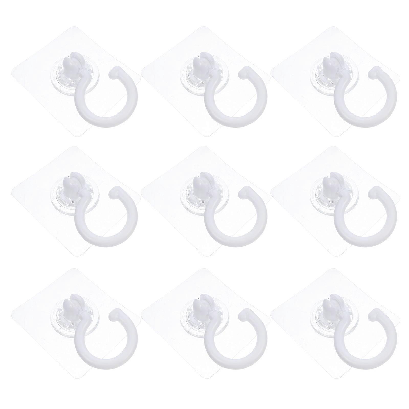Adhesive Hooks 10Pcs Rotating Sticky Design For Renters Ceiling Installation White Space Saving