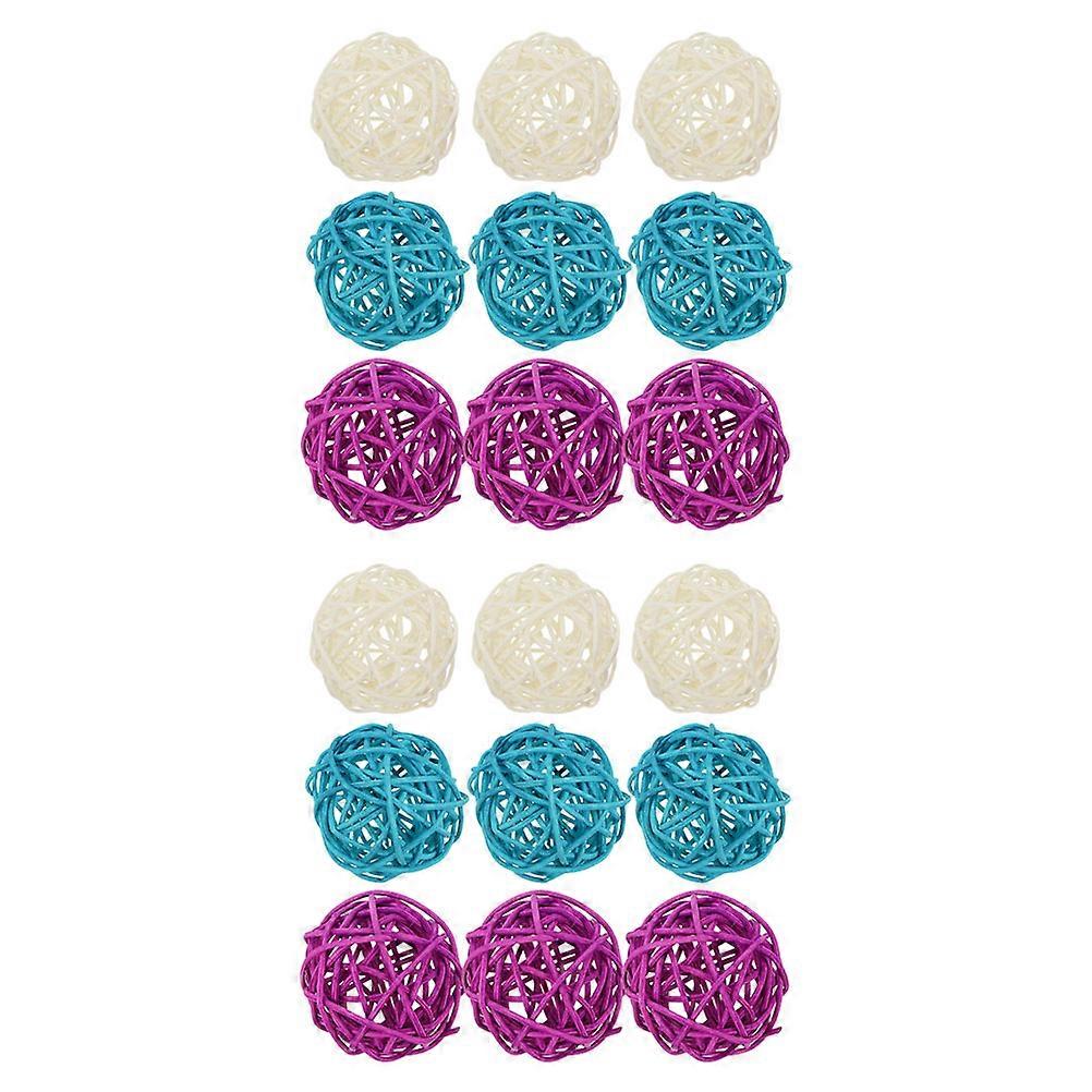 18Pcs Colored Rattan Balls DIY Craft Decorations For Home Owners In Blue Simple Design Round Shape