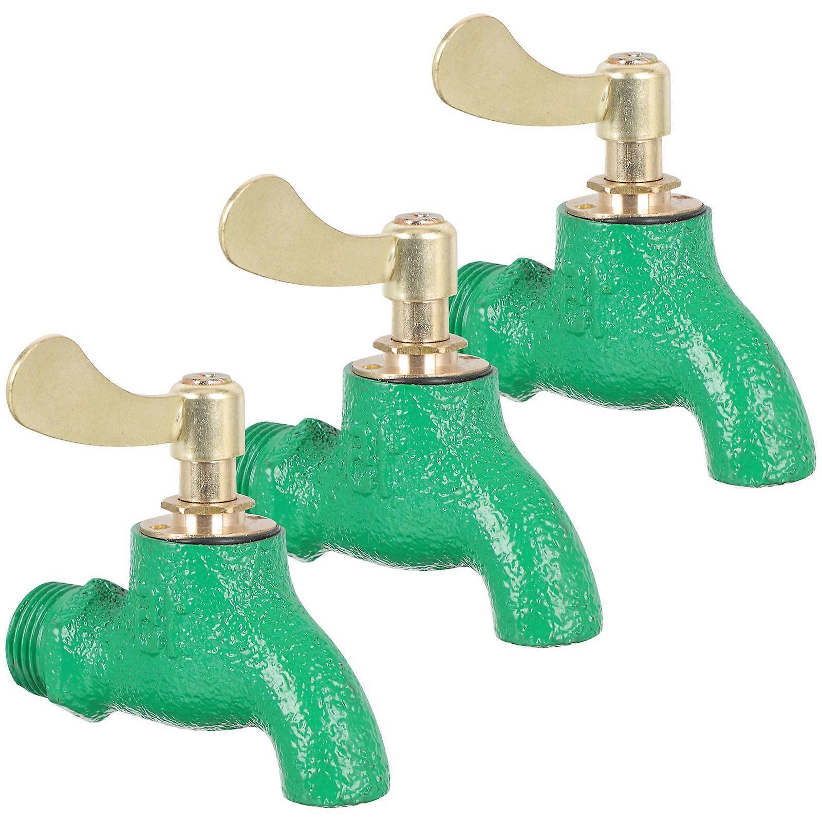 Outdoor Wall Mount Tap Mop Pool Tap 7x7cm Iron Temperature Adjustment Square Style For Garden Use 3Pcs