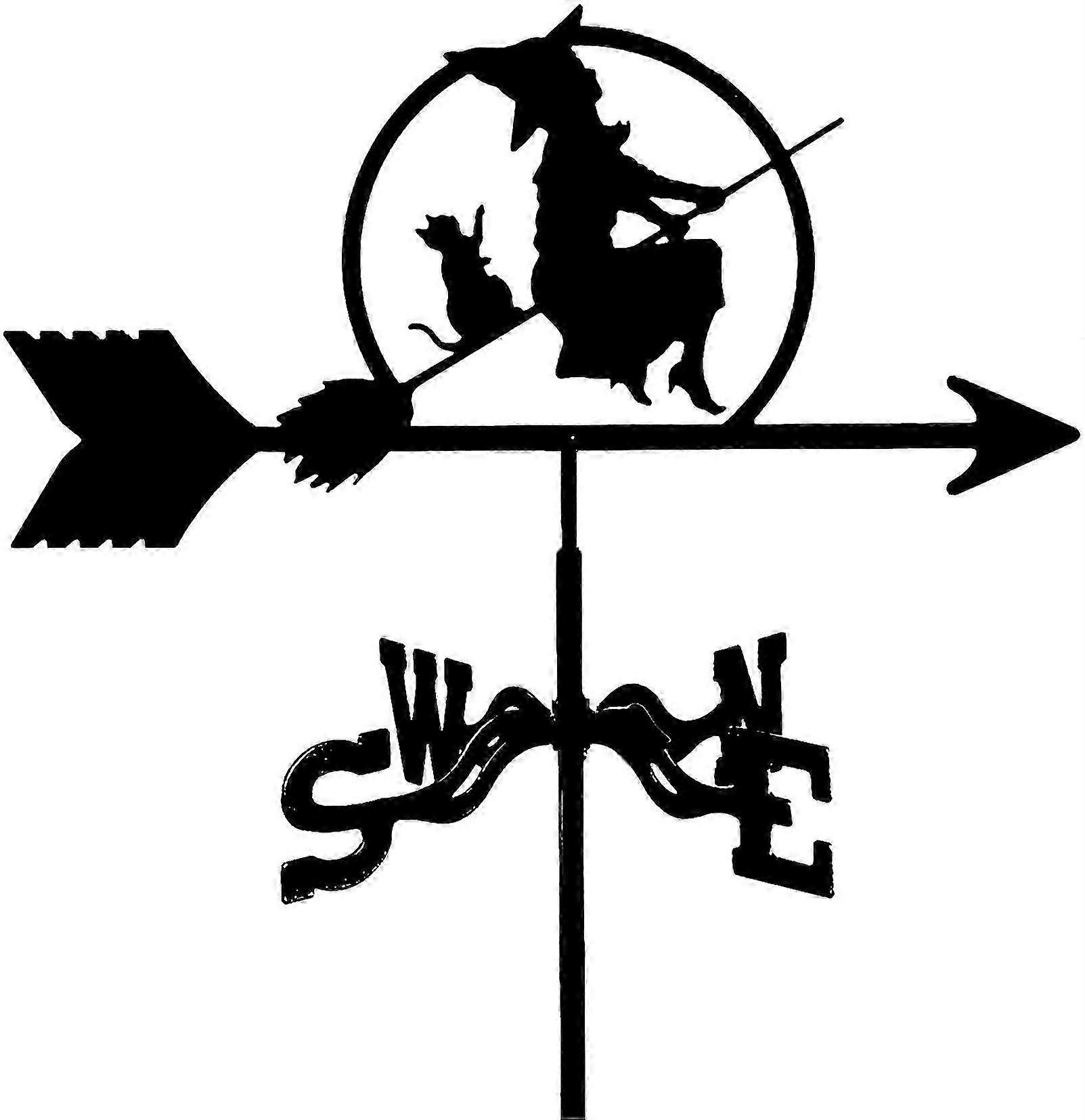 Wind vane for house with cat and witch decoration