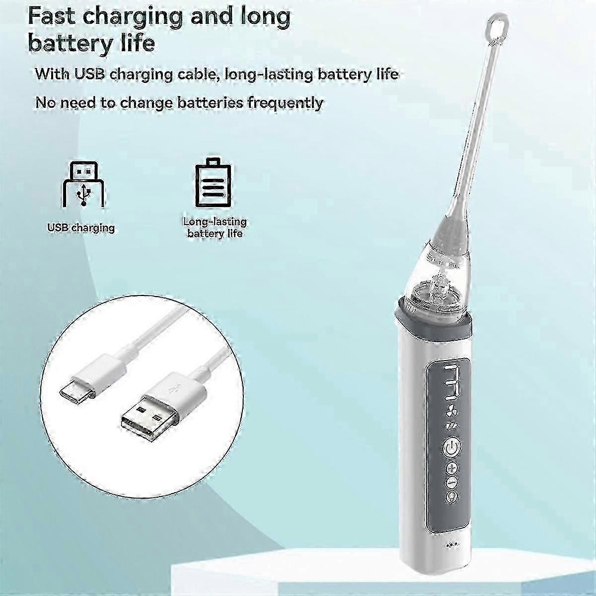 Kit elettronico per la rimozione dei calcoli tonsillari, regolazione dell'aspirazione a tre livelli, nuova sonda, ricarica rapida di 1,5 ore